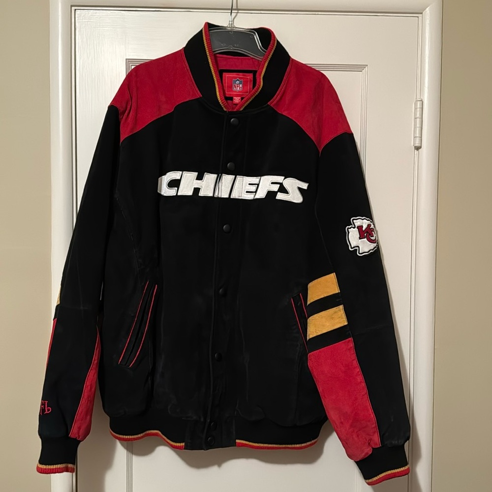 Vintage Kansas City Chiefs NFL Suede Leather Jacket— Size 2XL
